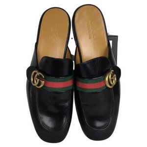 New Gucci Men’s Princetown Leather with Double G Slipper / Slides Sz 7.5